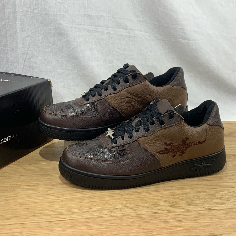 Slick Exotica The One Crocodile Leather Brown Casual Shoes Men’s Size 9